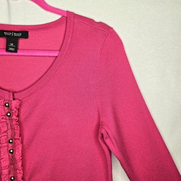 White House/Black Market Cardigan Sweater, Hot Pink, Medium. - Picture 7 of 12